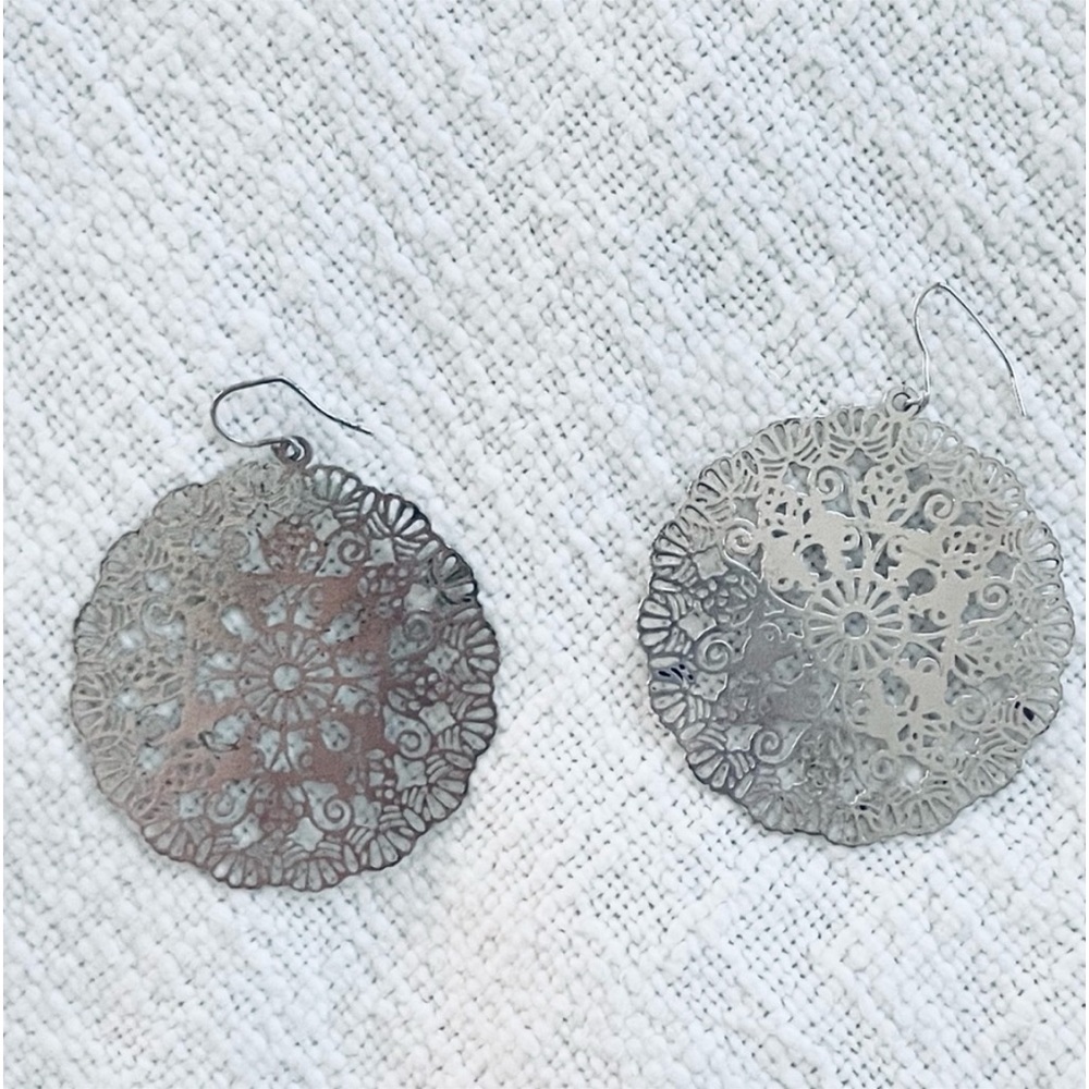 Forever 21 Silver Boho Circular Hoop Earrings